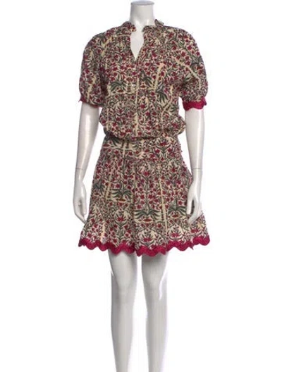 Pre-owned Juliet Dunn Floral Print Mini Dress In Purple