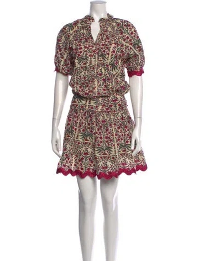 Pre-owned Juliet Dunn Floral Print Mini Dress In Purple