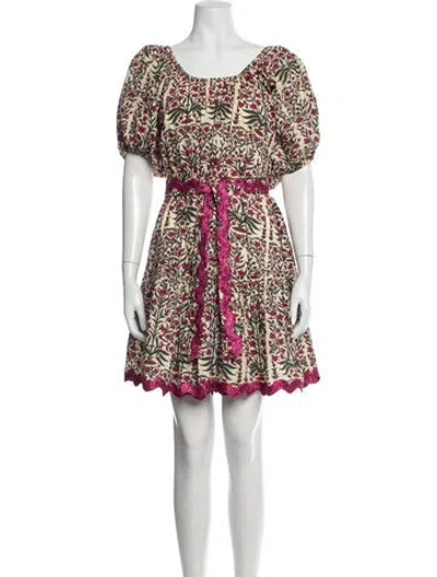 Pre-owned Juliet Dunn Floral Print Mini Dress In Purple