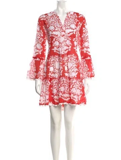 Pre-owned Juliet Dunn Floral Print Mini Dress In Red