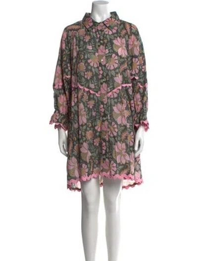 Pre-owned Juliet Dunn Floral Print Mini Dress W/ Tags In Green