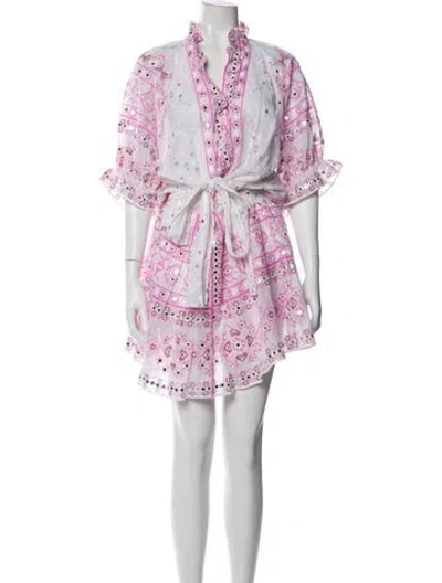 Pre-owned Juliet Dunn Floral Print Mini Dress W/ Tags In Multi