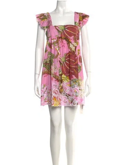 Pre-owned Juliet Dunn Floral Print Mini Dress W/ Tags In Neutral