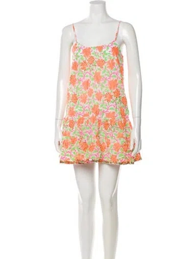 Pre-owned Juliet Dunn Floral Print Mini Dress W/ Tags In Orange