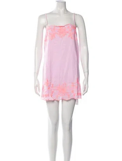 Pre-owned Juliet Dunn Floral Print Mini Dress W/ Tags In Pink
