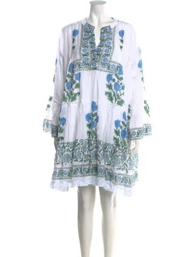Pre-owned Juliet Dunn Floral Print Mini Dress W/ Tags In White