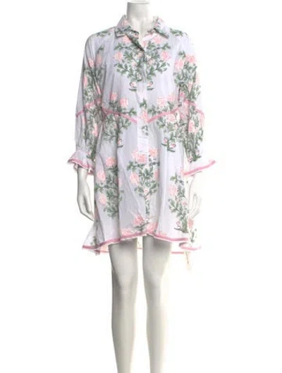 Pre-owned Juliet Dunn Floral Print Mini Dress In White