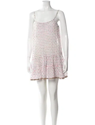 Pre-owned Juliet Dunn Floral Print Mini Dress In White