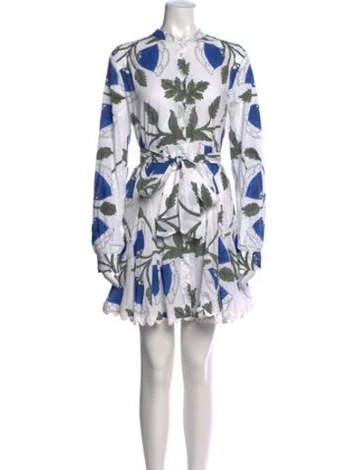 Pre-owned Juliet Dunn Floral Print Mini Dress In White