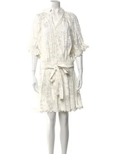 Pre-owned Juliet Dunn Floral Print Mini Dress In White