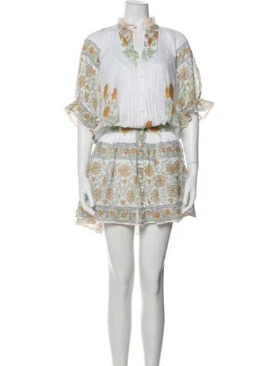Pre-owned Juliet Dunn Floral Print Mini Dress In White