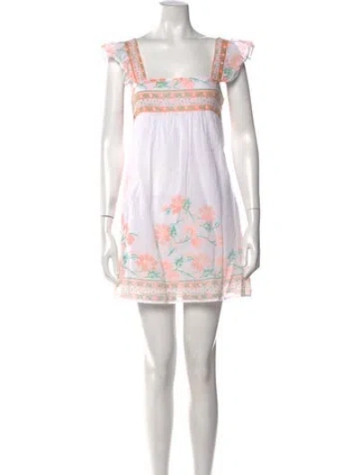 Pre-owned Juliet Dunn Floral Print Mini Dress In White
