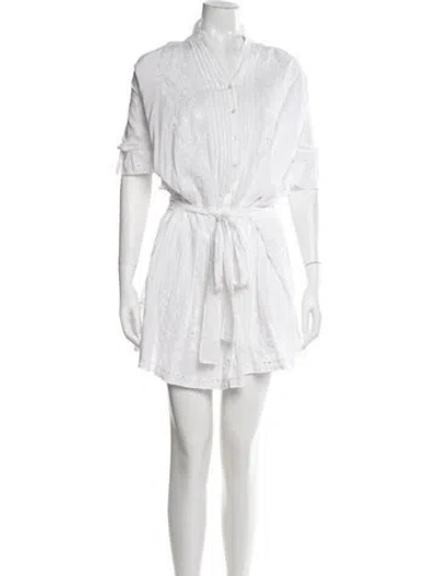 Pre-owned Juliet Dunn Floral Print Mini Dress In White