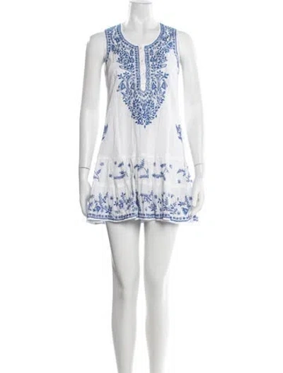 Pre-owned Juliet Dunn Floral Print Mini Dress In White
