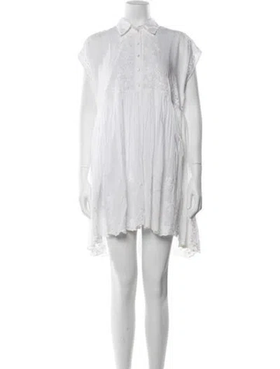 Pre-owned Juliet Dunn Floral Print Mini Dress In White