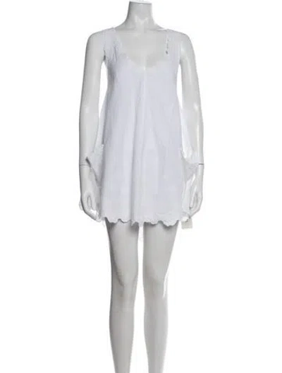 Pre-owned Juliet Dunn Floral Print Mini Dress In White