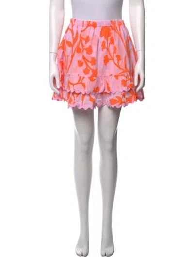 Pre-owned Juliet Dunn Floral Print Mini Skirt In Pink