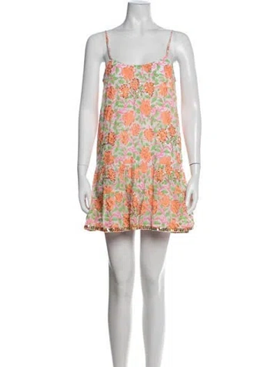 Pre-owned Juliet Dunn Floral Print Scoop Neck Top In Blue/pink