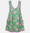 Juliet Dunn Floral Printed Cotton Minidress In Multicoloured