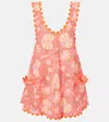 Juliet Dunn Floral Scalloped Cotton Minidress In Multi