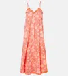Juliet Dunn Floral Scalloped Cotton Slip Dress In Pink