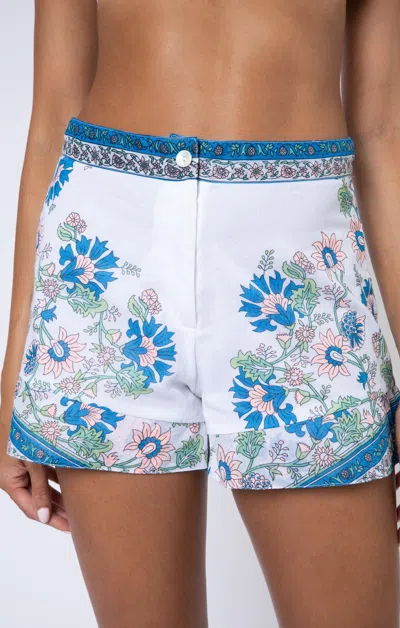 Juliet Dunn High Waisted Shorts In Rose Border Print