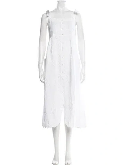 Pre-owned Juliet Dunn Lace Pattern Midi Length Dress In White