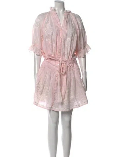 Pre-owned Juliet Dunn Lace Pattern Mini Dress In Pink