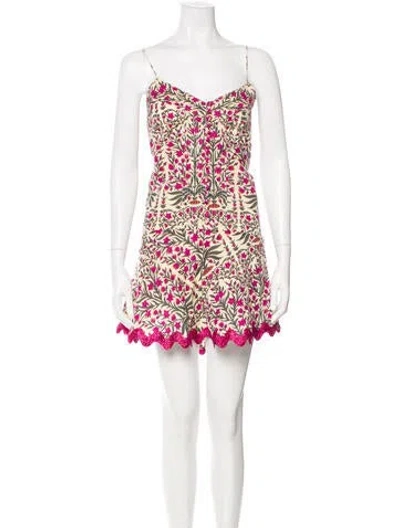 Pre-owned Juliet Dunn Lace Pattern Mini Dress In Pink