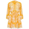 Juliet Dunn Long Sleeve Beach Dress In Palladio Print Saffron In Yellow