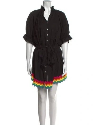Pre-owned Juliet Dunn Mock Neck Mini Dress In Black