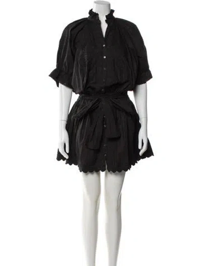Pre-owned Juliet Dunn Mock Neck Mini Dress In Black