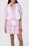 Juliet Dunn Mosaic Print Blouson Dress With Mirror Embro In Multi
