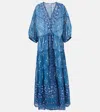 Juliet Dunn Mosaic Printed Cotton Kaftan In Blue