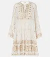 Juliet Dunn Mosaic Printed Cotton Midi Dress In Neutrals