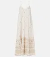 Juliet Dunn Mosaic Printed Cotton Midi Dress In Neutrals