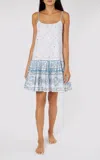Juliet Dunn Mosaic Printed Mirror-appliquéd Strappy Cotton Mini Dress In White