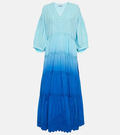 Juliet Dunn Ombré Cotton Poplin Maxi Dress In Blue