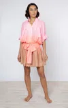 Juliet Dunn Ombre Dyed Blouson Dress With Ric Rac Trim Coral In Multi