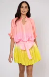 Juliet Dunn Ombre Dyed Blouson Dress With Ric Rac Trim Yellow In Yellow
