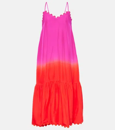 Juliet Dunn Ombré Silk Midi Dress In Pink