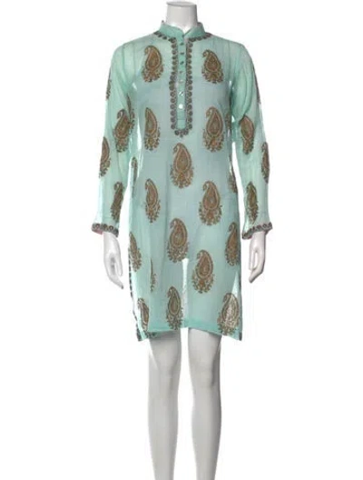 Pre-owned Juliet Dunn Paisley Print Mini Dress In Green
