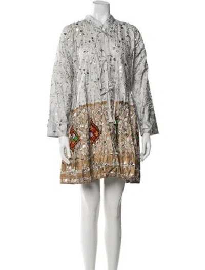 Pre-owned Juliet Dunn Paisley Print Mini Dress In Grey
