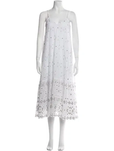 Pre-owned Juliet Dunn Patterned Long Dress In White