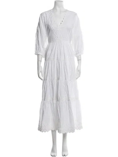 Pre-owned Juliet Dunn Patterned Long Dress In White