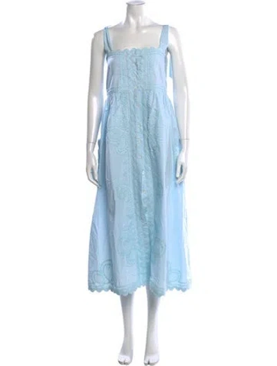 Pre-owned Juliet Dunn Patterned Midi Length Dress In Blue