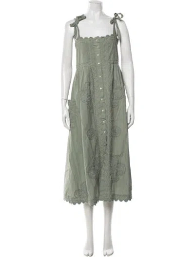 Pre-owned Juliet Dunn Patterned Midi Length Dress In Green