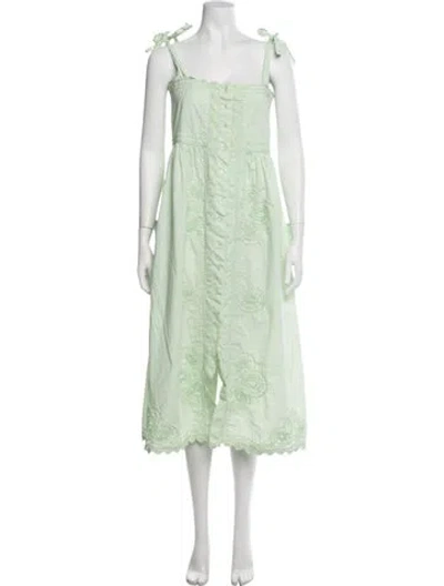 Pre-owned Juliet Dunn Patterned Midi Length Dress In Green