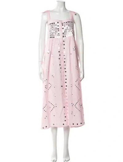 Pre-owned Juliet Dunn Patterned Midi Length Dress In Pink