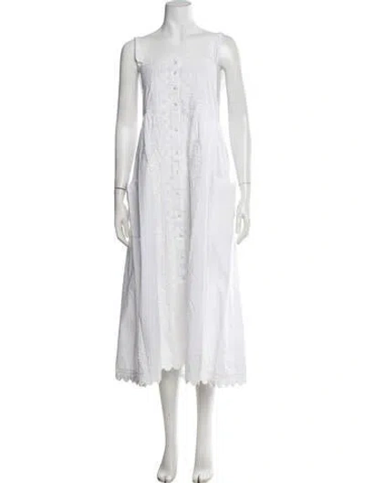 Pre-owned Juliet Dunn Patterned Midi Length Dress W/ Tags In White